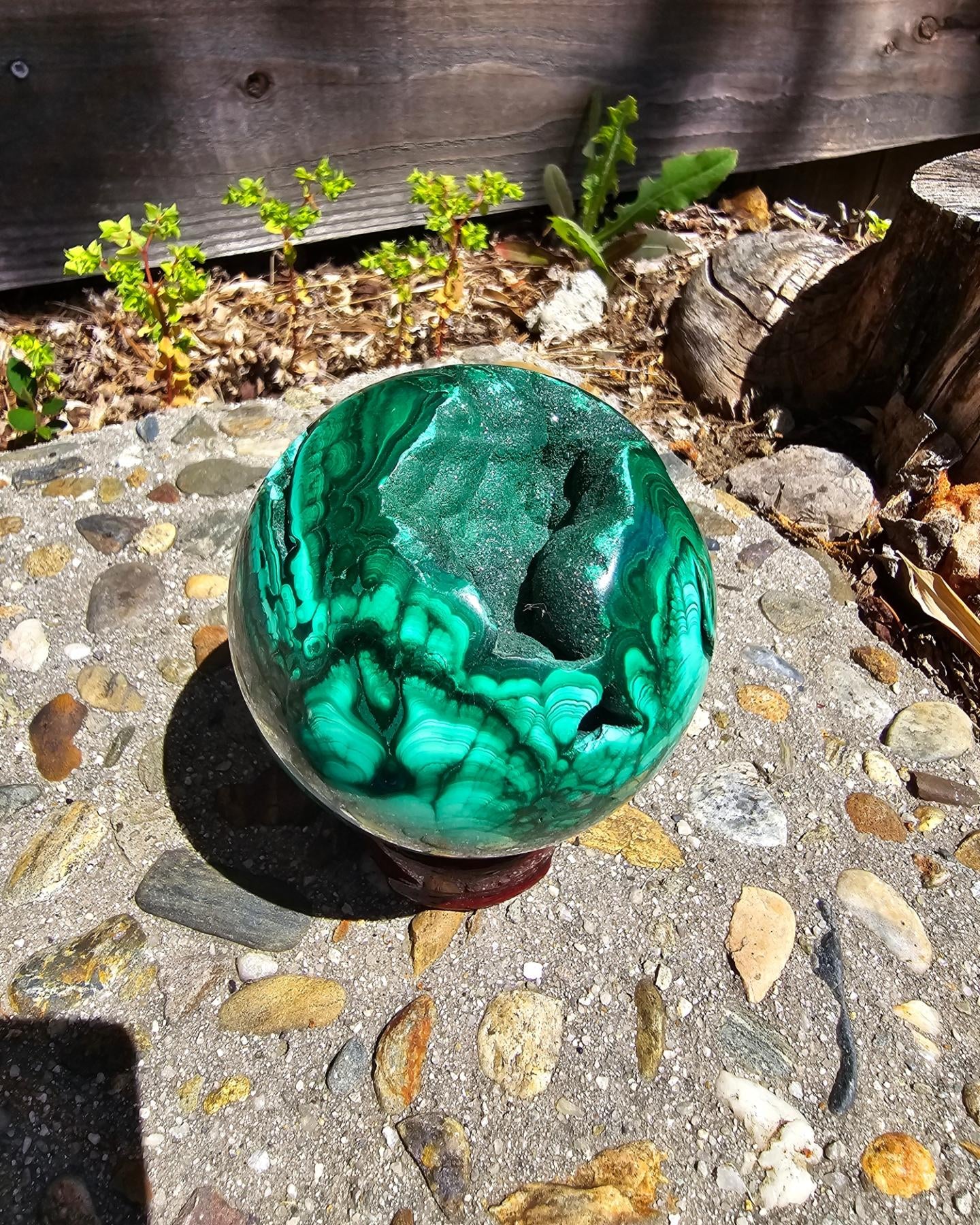 75mm Druzy malachite sphere