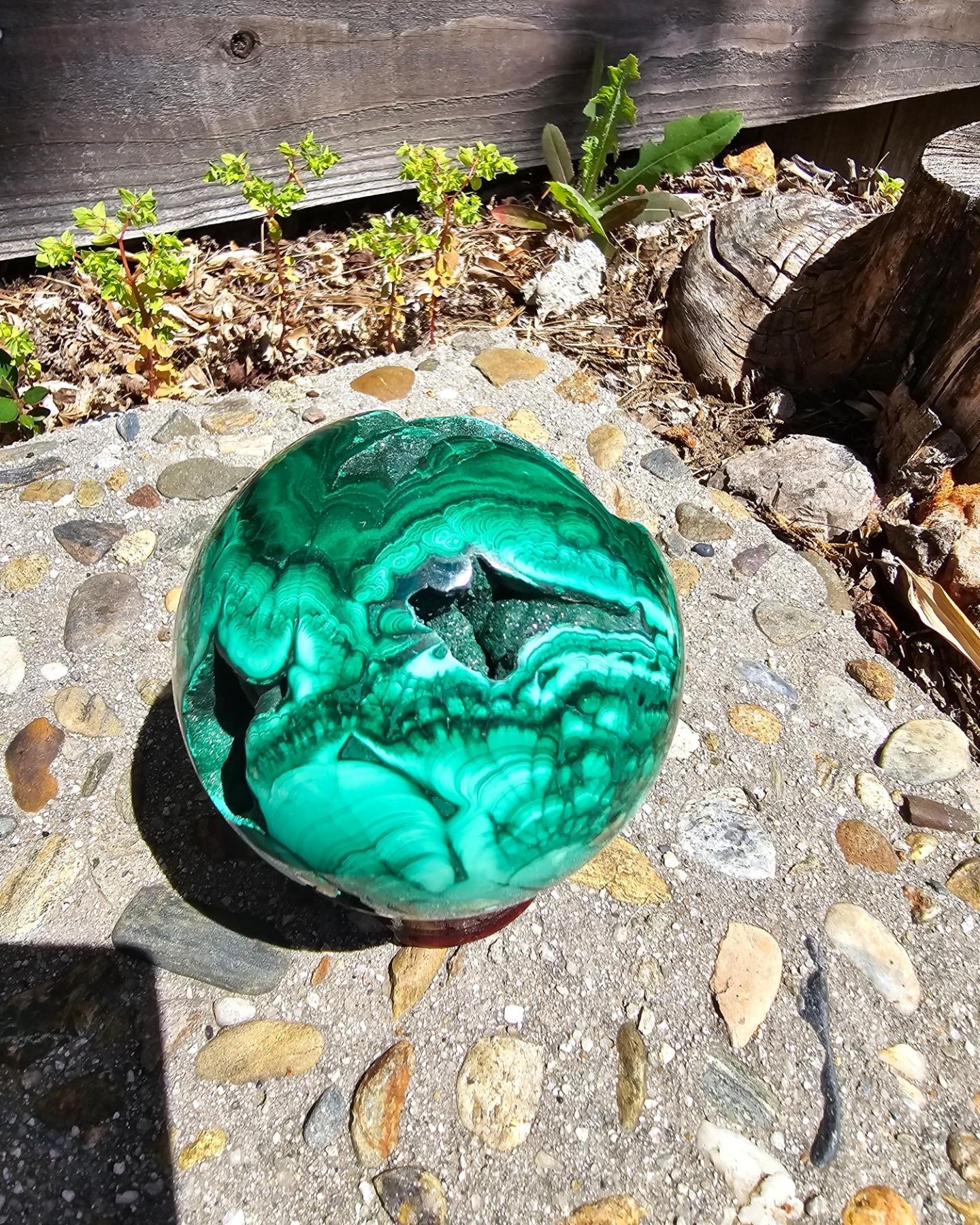 75mm Druzy malachite sphere